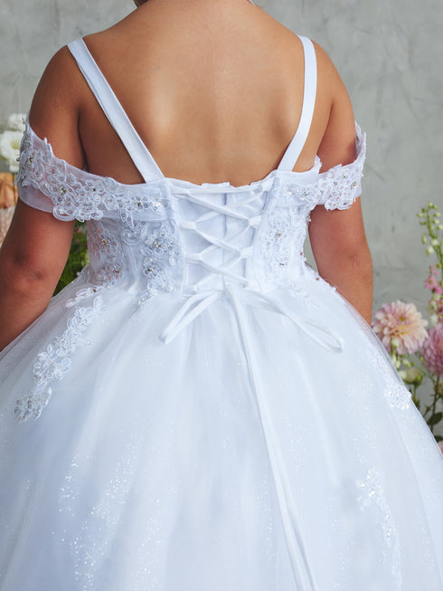 Girls Sparkle Princess Gown – Embroidered Tulle Ball Dress for Special Occasions 2-18