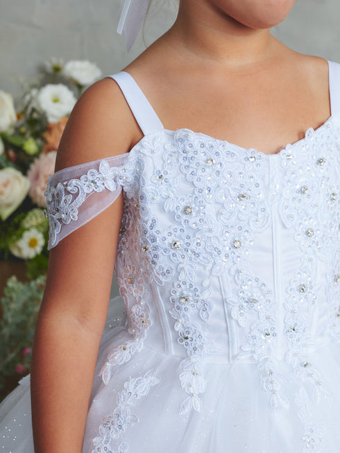 Girls Sparkle Princess Gown – Embroidered Tulle Ball Dress for Special Occasions 2-18