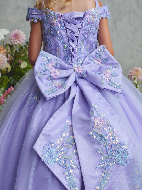 Girls Princess Ball Gown – Floral Embroidered Tulle Special Occasion Dress 2-18