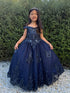 Girls Princess Embroidered Ball Gown for Girls – Floral Tulle Special Occasion Dress 2-18