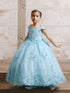 Girls Princess Embroidered Ball Gown for Girls – Floral Tulle Special Occasion Dress 2-18