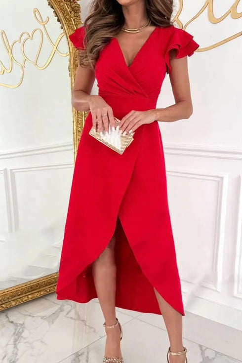 surplice-ruffled-cap-sleeve-zip-back-dress OhSoStyled - Sophia's Style in Black-14