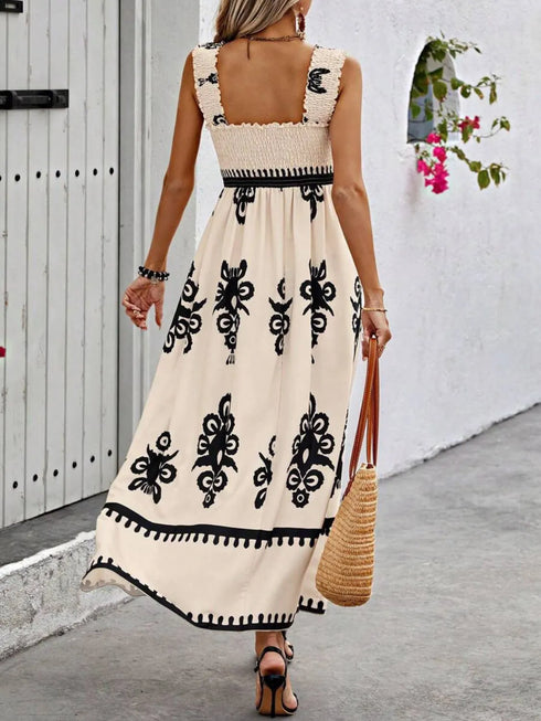 smocked-printed-wide-strap-maxi-dress OhSoStyled - Sophia's Style in Tan-9