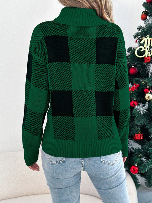 christmas-plaid-long-sleeve-turtleneck-sweater-Sophia's Style-2
