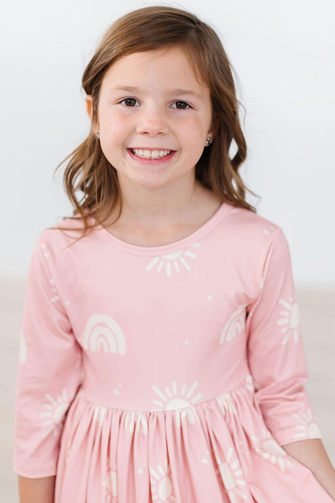 soft-pink-suns-3-4-sleeve-pocket-twirl-dress Mila & Rose - Sophia's Style--3T--4