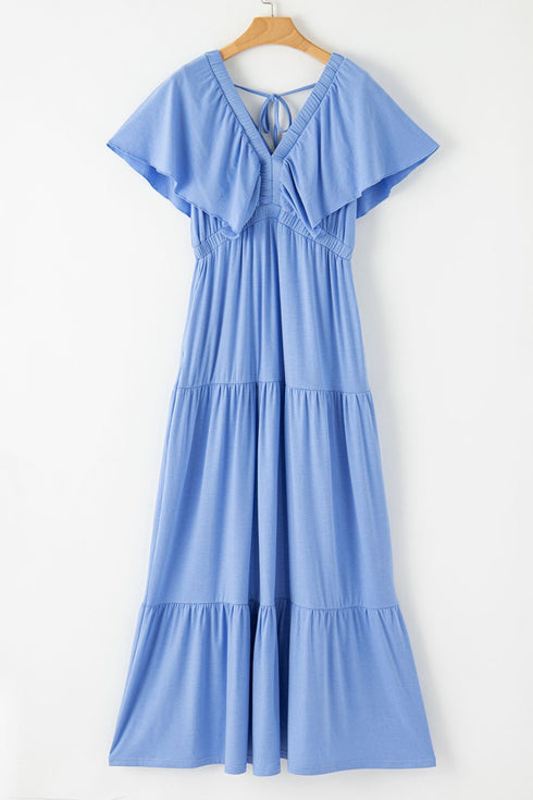 ruffled-v-neck-flutter-sleeve-maxi-dress OhSoStyled - Sophia's Style-5