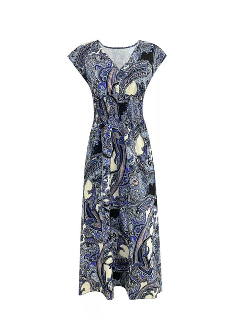 printed-v-neck-cap-sleeve-maxi-dress-OhSoStyled-Sophia's-Style-5