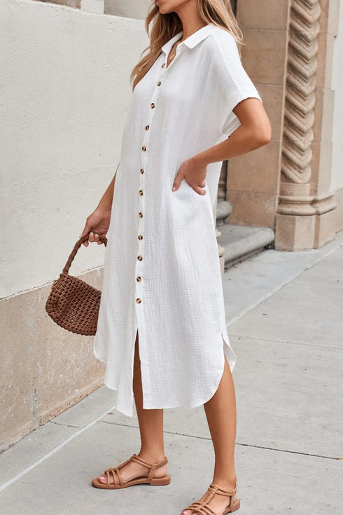 button-down-short-sleeve-midi-shirt-dress OhSoStyled - Sophia's Style in White-5