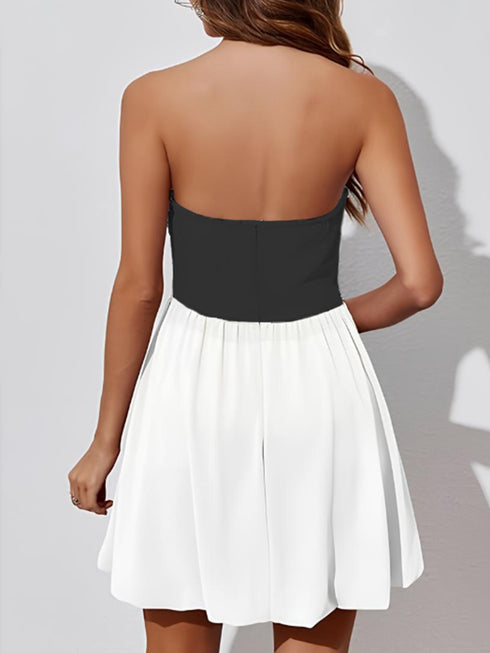 ruched-two-tone-tube-mini-dress OhSoStyled at Sophia's Style-2