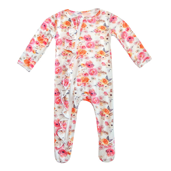 ruffle-2-way-zip-romper-flower Presley Couture at Sophia's Style-Baby Zip Romper-1