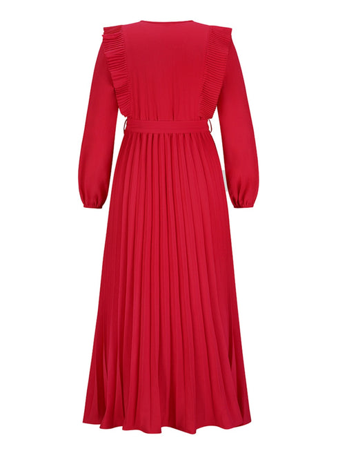 pleated-surplice-tie-waist-maxi-dress Sophia's Trends - Sophia's Style--