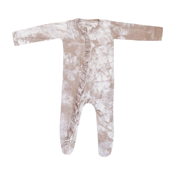 ruffle-2-way-zip-romper-champagne-marble Presley Couture at Sophia's Style-Baby Zip Romper-1