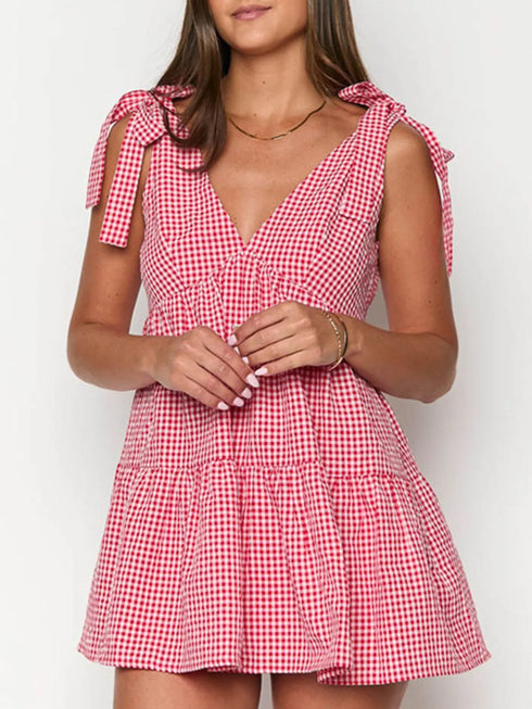 gingham-tie-shoulder-mini-dress-OhSoStyled-Sophia's-Style-1