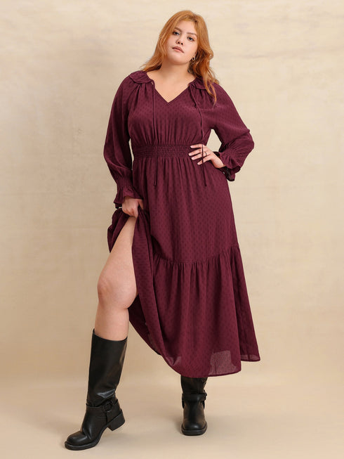 plus-size-swiss-dot-tie-neck-flounce-sleeve-maxi-dress OhSoStyled - Sophia's Style-2