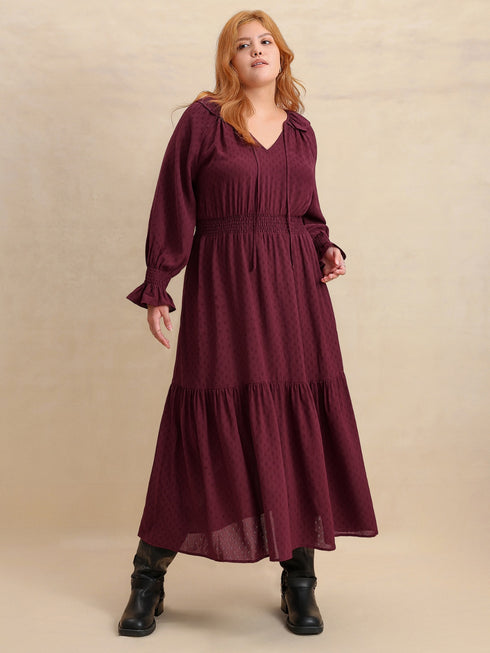 plus-size-swiss-dot-tie-neck-flounce-sleeve-maxi-dress OhSoStyled - Sophia's Style-4