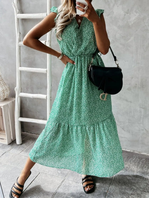 ruffled-surplice-printed-cap-sleeve-dress OhSoStyled at Sophia's Style-7