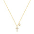 gold-plated-sterling-silver-cross-necklace-with-sparkling-cz-and-floral-charm-Sophia's StyleNecklaces-1