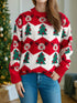 Christmas Trees Round Neck Long Sleeve Sweater