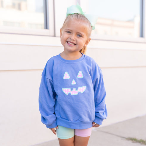 pastel-gingham-jack-o-lantern-crewneck-sweatshirt-or-romper Sophia's Style-1