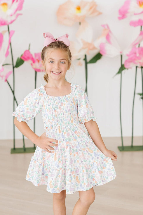 hoppy-easter-smocked-ruffle-dress Mila & Rose - Sophia's StyleSmocked Ruffle Dress-1