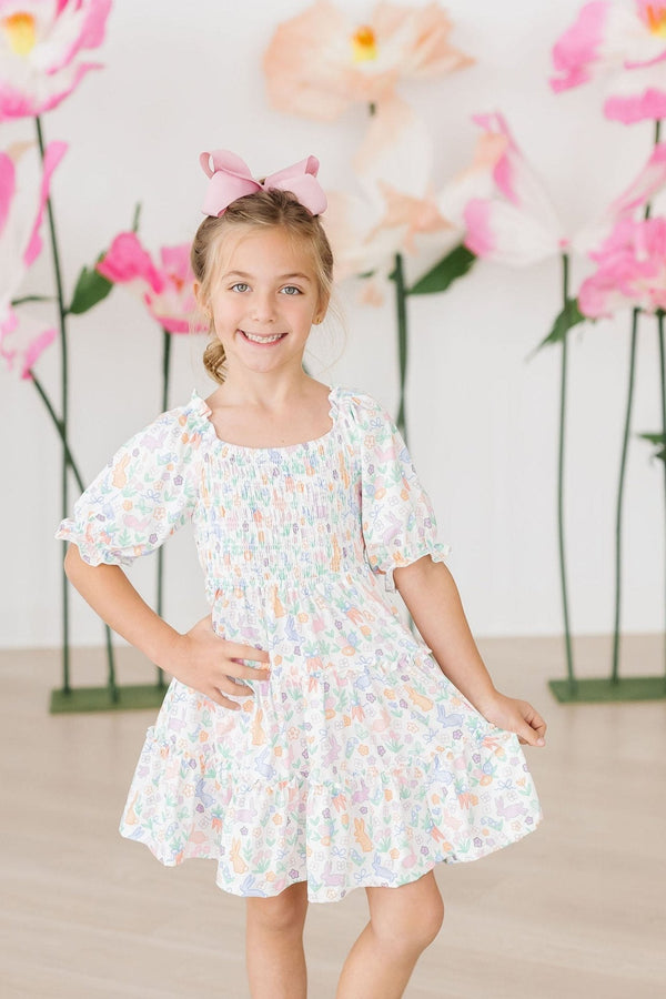 hoppy-easter-smocked-ruffle-dress Mila & Rose - Sophia's StyleSmocked Ruffle Dress-1