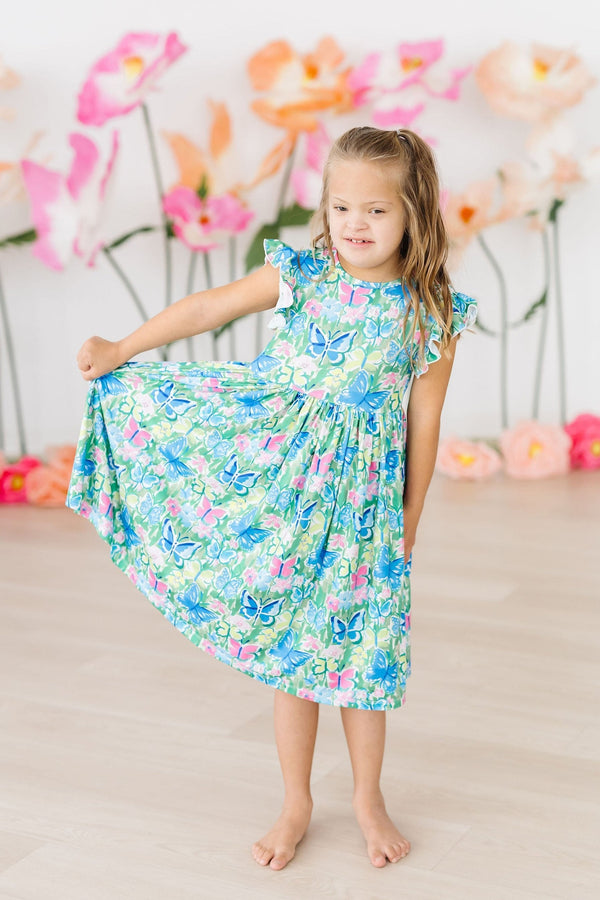 watercolor-butterflies-flutter-sleeve-twirl-dress Mila & Rose - Sophia's StyleTwirl Dress Flutter-1