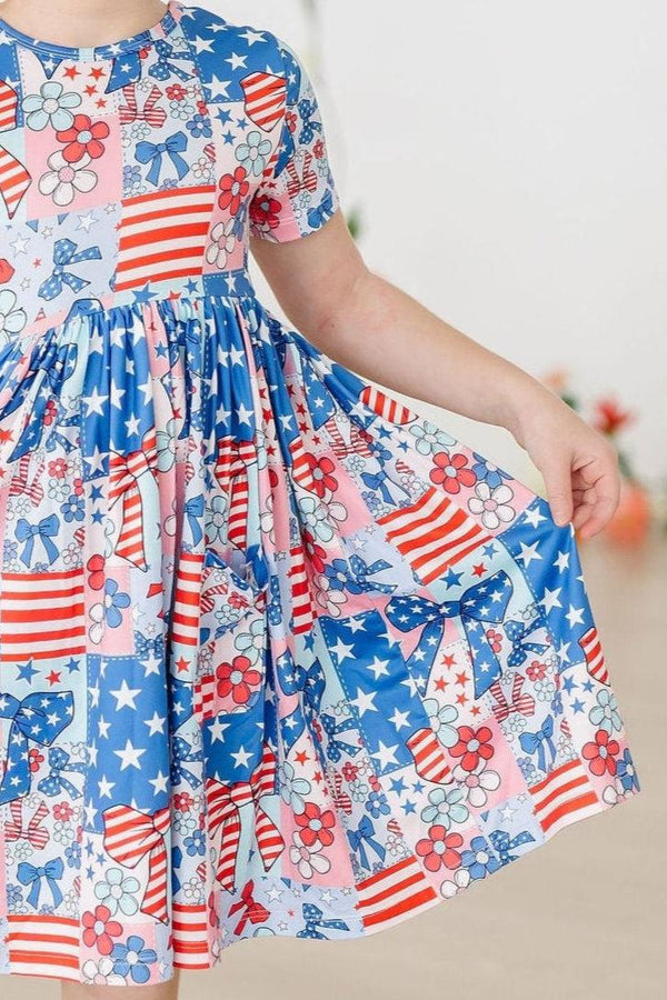 patriotic-patchwork-s-s-pocket-twirl-dress Mila &  Rose - Sophia's Style-Patriotic Patchwork S/S Pocket Twirl Dress-6-12M--1