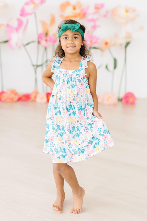floral-garden-ruffle-cross-back-dress Mila & Rose - Sophia's Style-Floral Garden Ruffle Cross Back Dress-2T--1