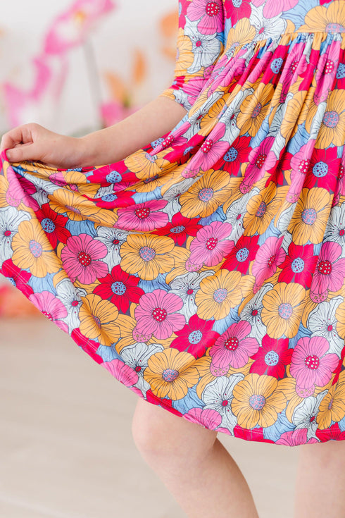 wonderland-floral-3-4-sleeve-pocket-twirl-dress Mila & Rose - Sophia's Style--4T--5