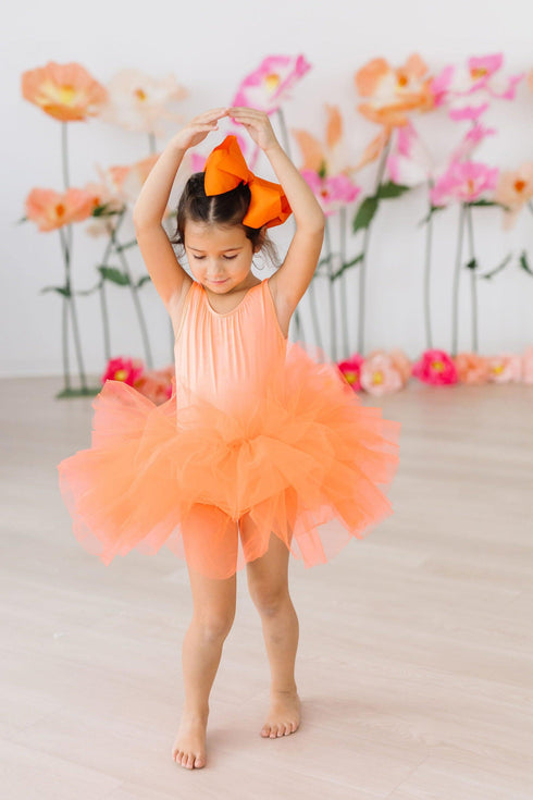 neon-coral-tank-tutu-leotard Mila & Rose at Sophia's Style-Neon Coral Tank Tutu Leotard-6-12M-Tutu Leotard Tank-1