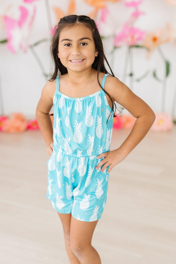 pineapple-party-strappy-play-romper Mila & Rose at Sophia's Style-Pineapple Party Strappy Play Romper-2T-Strappy Play Romper-1