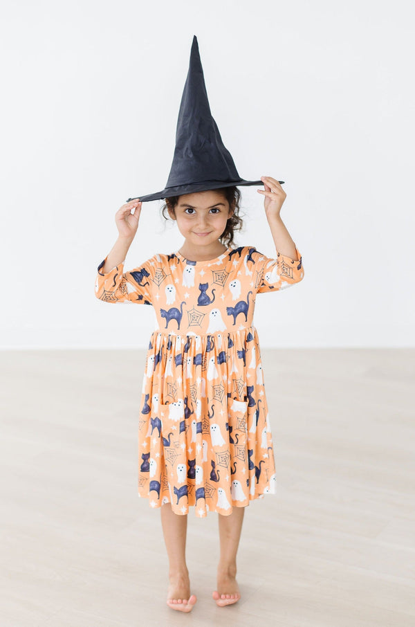 spooky-kitty-3-4-sleeve-pocket-twirl-dress Mila & Rose - Sophia's StyleTwirl Pocket Dress 3/4-1