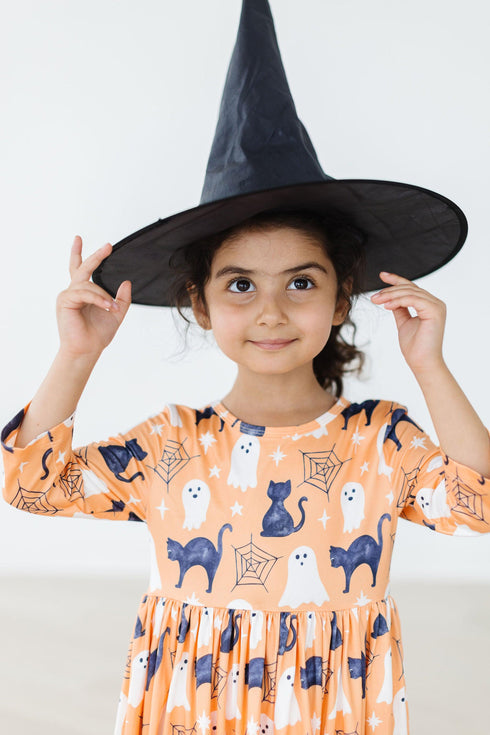 spooky-kitty-3-4-sleeve-pocket-twirl-dress Mila & Rose - Sophia's Style-3