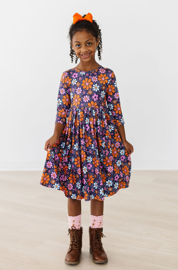 haunted-garden-3-4-sleeve-pocket-twirl-dress Mila & Rose - Sophia's Style-Haunted Garden 3/4 Sleeve Pocket Twirl Dress-6-12M--1