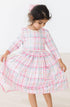 pink-plaid-3-4-sleeve-pocket-twirl-dress Mila & Rose - Sophia's Style-Pink Plaid 3/4 Sleeve Pocket Twirl Dress-6-12M--1