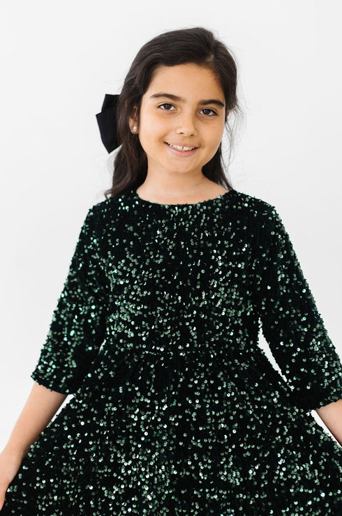 hunter-green-velvet-sequin-dress Mila Rose - Sophia's Style-3