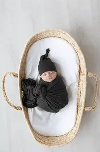 swaddle-blanket-and-hat-set-black-Sophia's Style-3