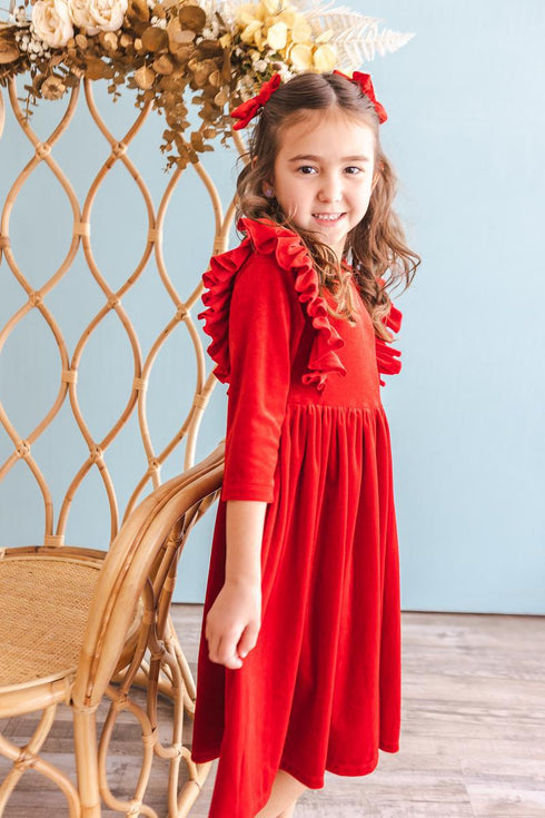 red-velvet-ruffle-twirl-dress Mila & Rose - Sophia's Style-Red Velvet Ruffle Twirl Dress-6-12M--1