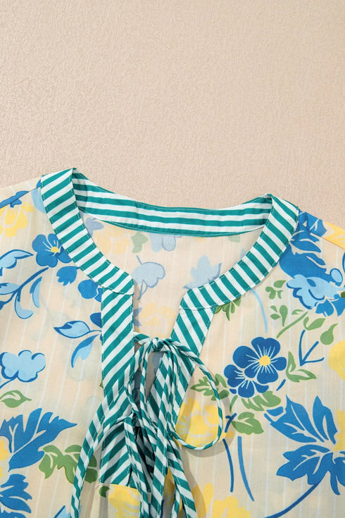 floral-striped-trim-puff-short-sleeve-dress OhSoStyled - Sophia's Style in -5