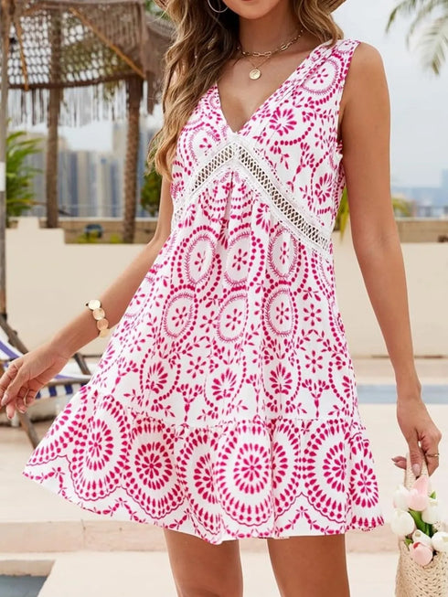 printed-v-neck-sleeveless-mini-dress OhSoStyled at Sophia's Style-1