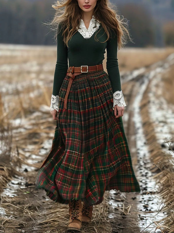 plaid-maxi-dress-with-lace-trim-OhSoStyled-Sophia's-Style-1