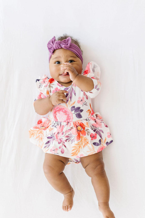 tangerine-leaves-twirl-flutter-bodysuit Mila &  Rose - Sophia's Style-Tangerine Leaves Twirl Flutter Bodysuit-0-3M--1