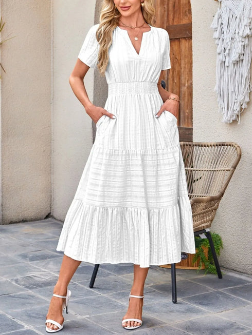 tiered-notched-short-sleeve-dress OhSoStyled at Sophia's Style-13