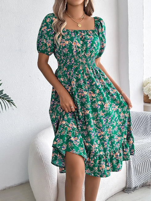 ruffled-hem-floral-puff-sleeve-dress OhSoStyled at Sophia's Style-11