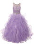 Big Girls Lilac Ocean Waves Rhinestone Scoop Neck Pageant Dress 8-16 - SophiasStyle.com