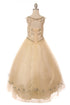 Girls Hand Beaded Rhinestone Bateau Neckline Pageant Dress 2-20