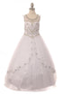 Girls Hand Beaded Rhinestone Bateau Neckline Pageant Dress 2-20