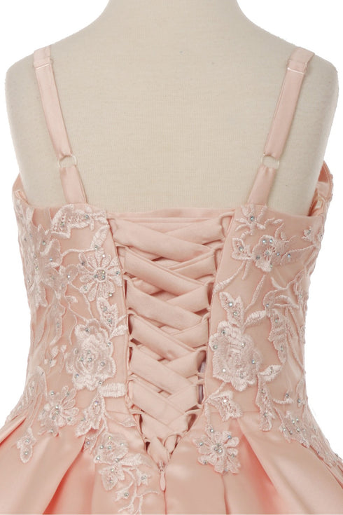 Girls Floral Lace Applique Princess Ball Gown Dress 2-16