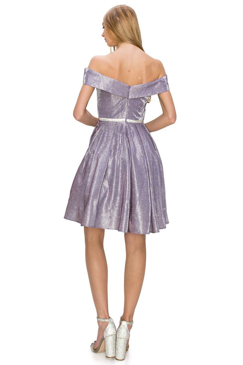 Lilac Off Shoulder Junior Bridesmaid Dress for Women, Sizes XS-3XL