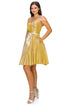Gold Pleated Bodice Junior Bridesmaid Dress for Women, Sizes XS-3XL